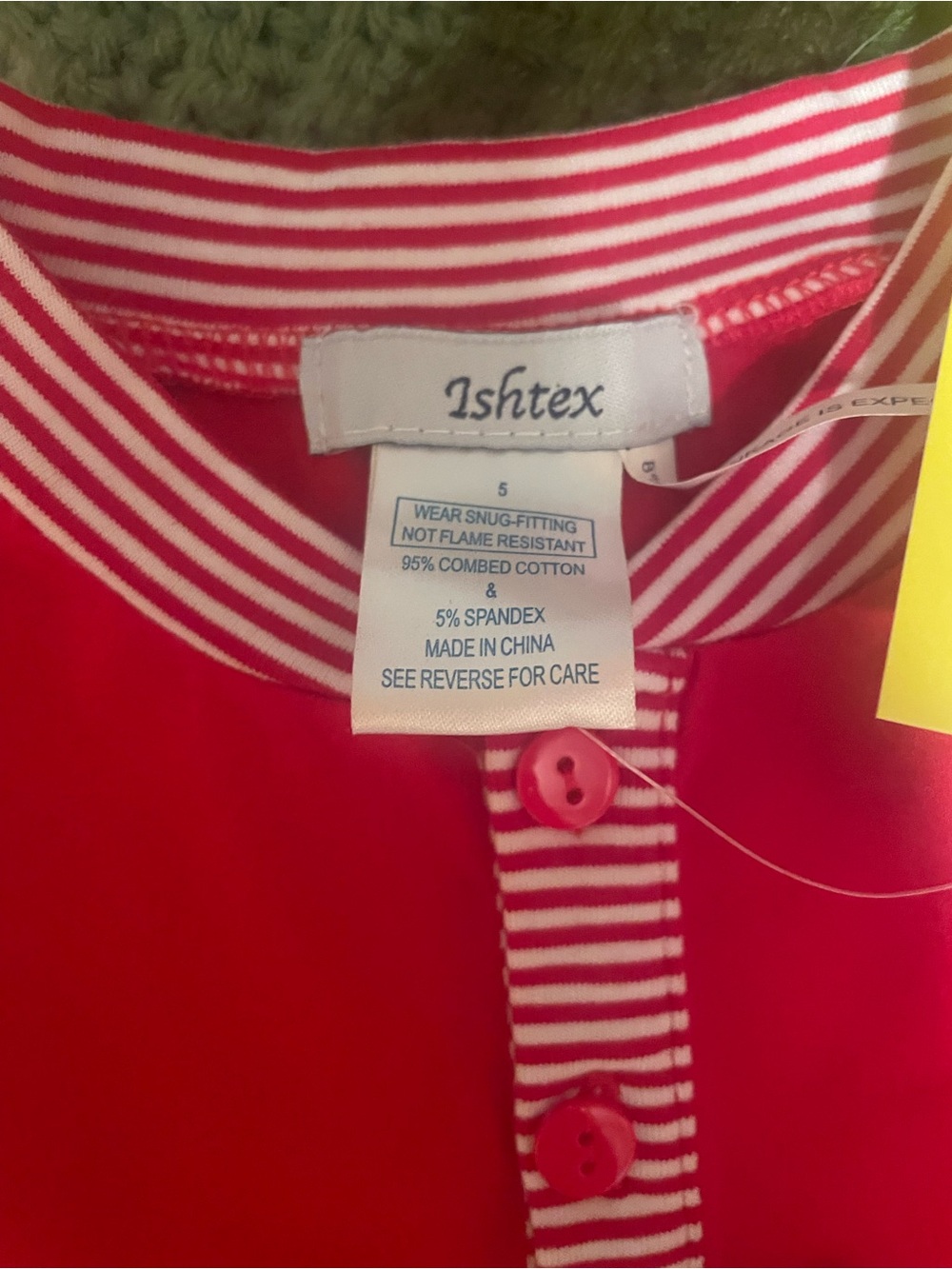 Ishtex Boys Size 5 NWT red pajama set